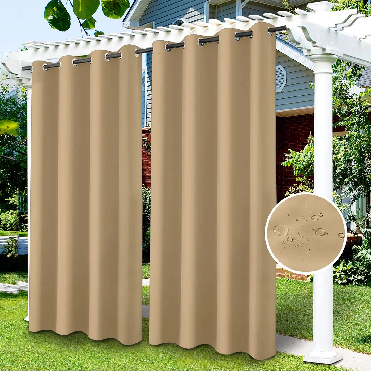OKYUK Cortina Opaca Impermeable con Ojales, para cenador, Puerta corredera, pérgola, protección de privacidad y Aislamiento térmico