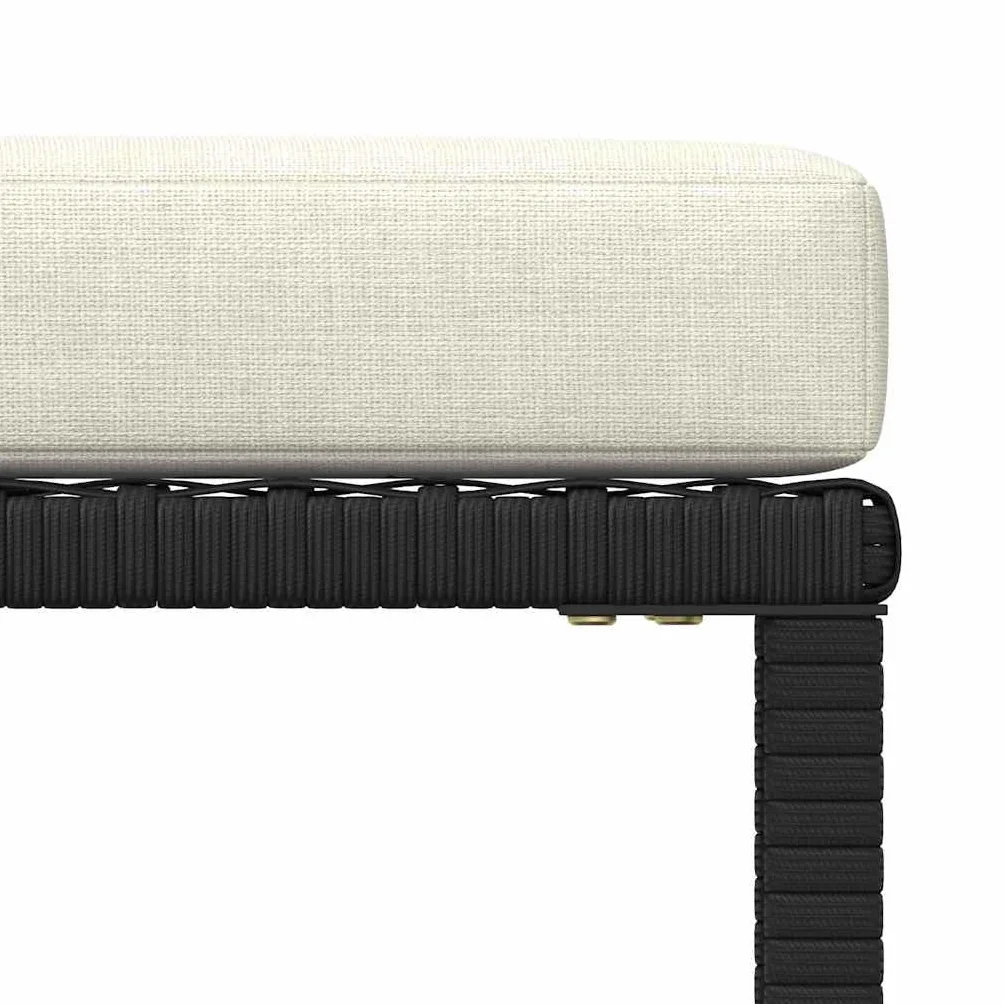 vidaXL Reposapies Seccional con Cojín Taburete Otomana Jardín Asiento Sala de Estar Salón Terraza Patio Exterior Balcón de Ratán Sintético Negro