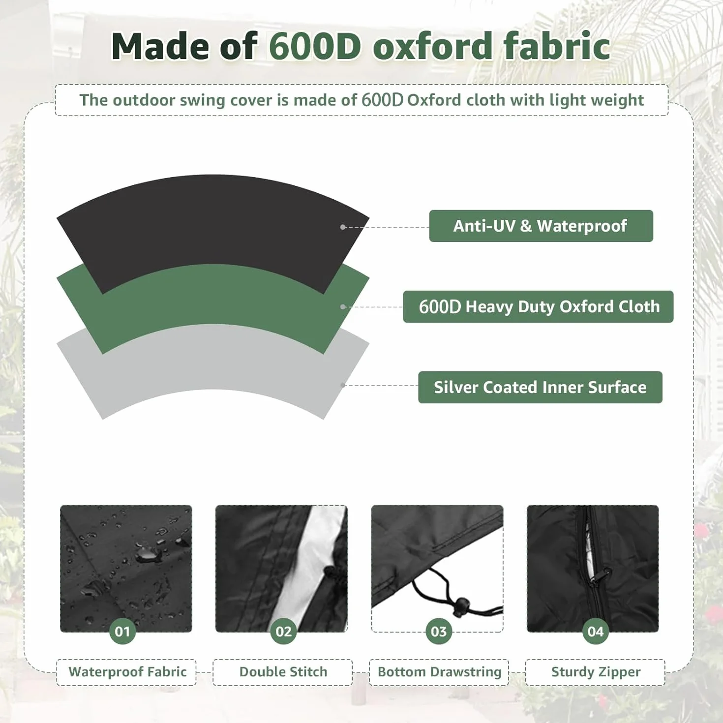 Funda para columpio de jardín de 3 plazas, cubierta Oxford 600D, resistente al invierno, resistente, resistente a desgarros, funda protectora para muebles de jardín(250 x 150x 160cm）