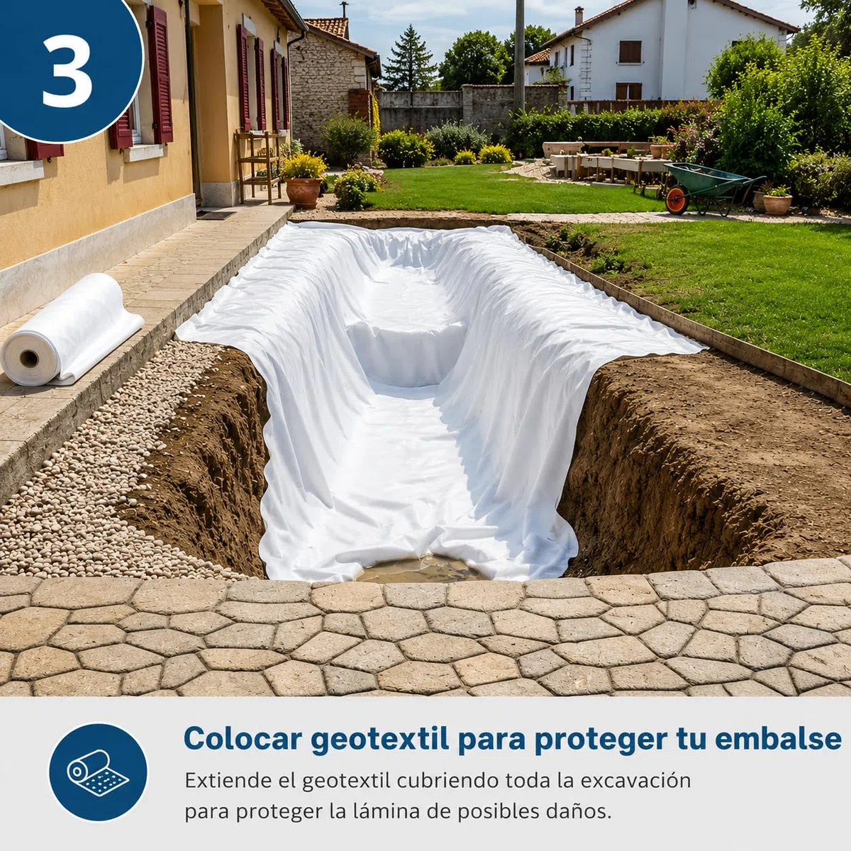 Pack de Lámina Impermeabilizante de EPDM 2x2 m Negra de 0,8mm y 200grs/m2 de Geotextil | Alta Elasticidad | Resistencia UV y Temperatura Extremas | Ideal Estanques, Embalses y Cubiertas.