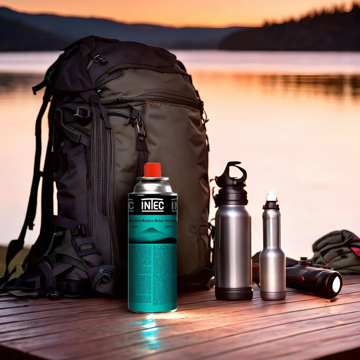 INTEC UN2037 - Lote de 12 cartuchos de gas butano, 250 g, botellas seguras sin fugas para hornillo de camping, plancha, soplete de cocina y desherbador térmico versátil