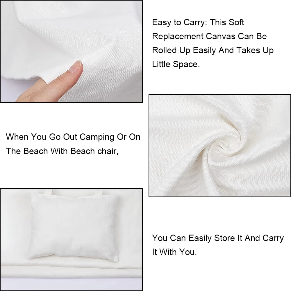 GORGECRAFT 2pz Silla de Playa de Lona con Almohada Sillas de Cubierta de Repuesto Blancas Tela de Lona Silla de Salón Plegable para Exteriores para Patio Jardín Patio para Tomar el Sol Al Aire Libre