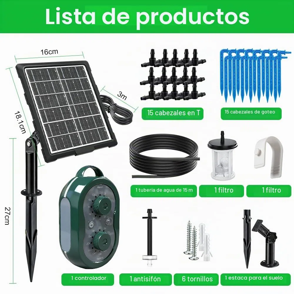 Riego Solar, Riego Automatico Macetas, Sistema De Riego Solar Para Jardín, Sistema De Con 132 Modos De Temporizador Y Manguera De 15 M, Para Jardín, Balcón Y Plantas En Maceta Al Aire Libre