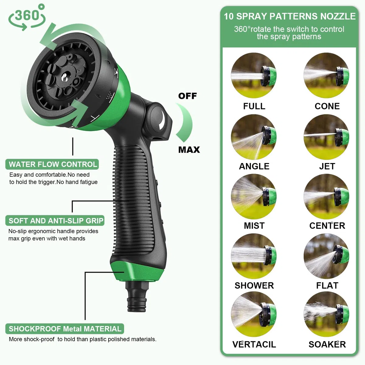 Manguera Extensible 30 metros, Disdarkday Manguera de Jardin con Pistola Riego de 10 Funciones, Manguera Jardin Enrollable para Riego de Jardin con Conectores de Metal de 1/2" y 3/4" Garden Hose