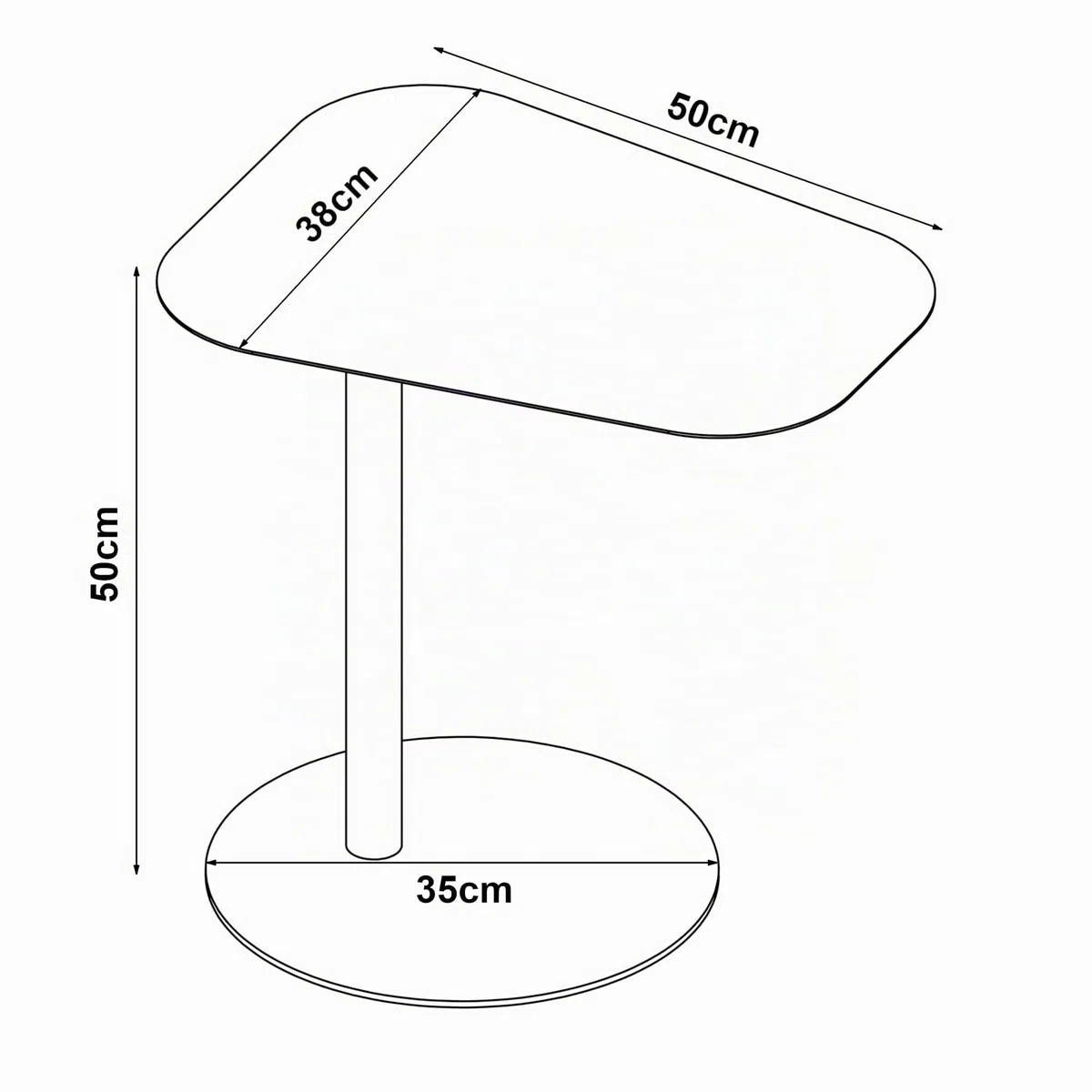 [en.casa] Mesa Auxiliar Nastätten Trapezoidal para Sala Terraza Práctica Mesilla de Noche Apta para Interior/Exterior Mesa de Café Metal 50 x 50 x 38 cm - Gris Mate