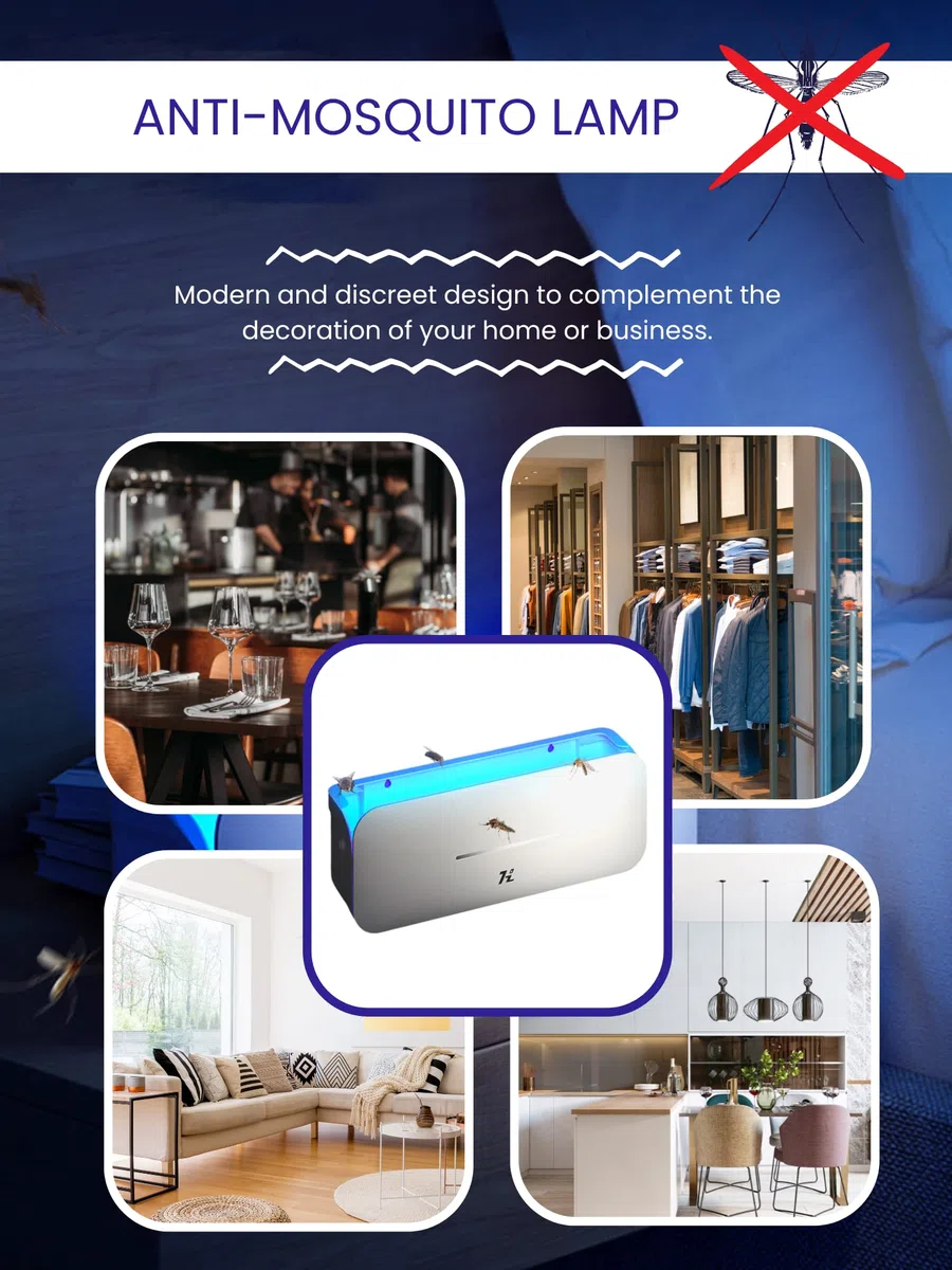 MAGIC SELECT Lámpara Matamosquitos Eléctrica Luz UV 365nm. Matamoscas Eléctrico 220V. Lámpara Anti-Insectos Adhesiva con Modo Inteligente, Silenciosa. (20 Láminas Incluidas) (50-100m²)