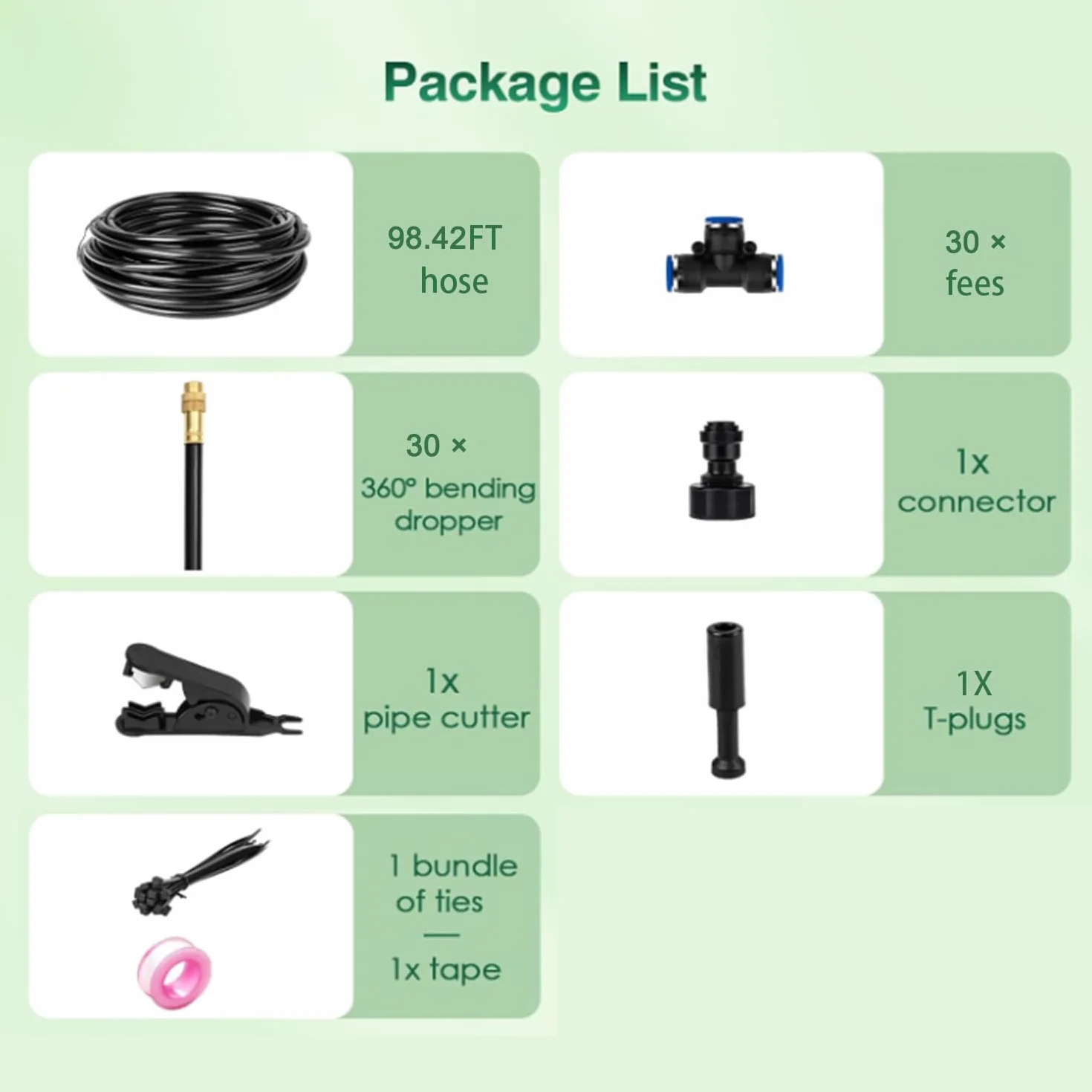 Sistema de Riego Jardín, 30M Kit Nebulizador por Goteo Automatico, Sistema Riego Automático con Ajustable Boquilla Aspersor Pulverizador, Sistema de Riego por Goteo para Jardin Invernadero