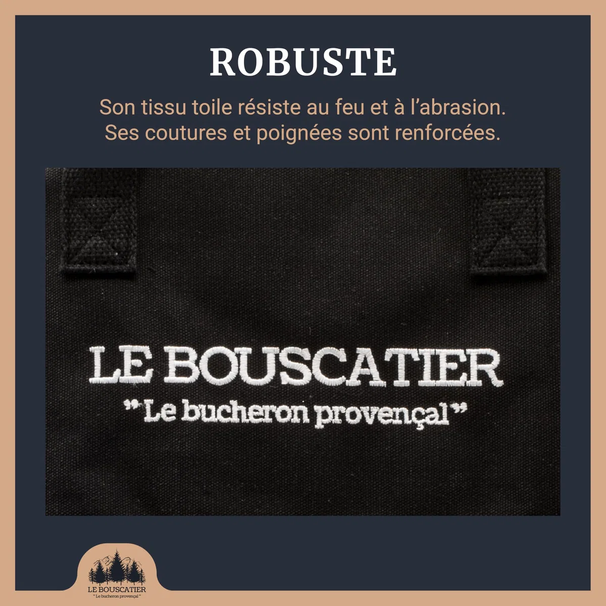 Le Bouscatier - Bolsa para leña de 30 o 50 cm. Cesta de leña para estufa y chimenea de leña, SAB01