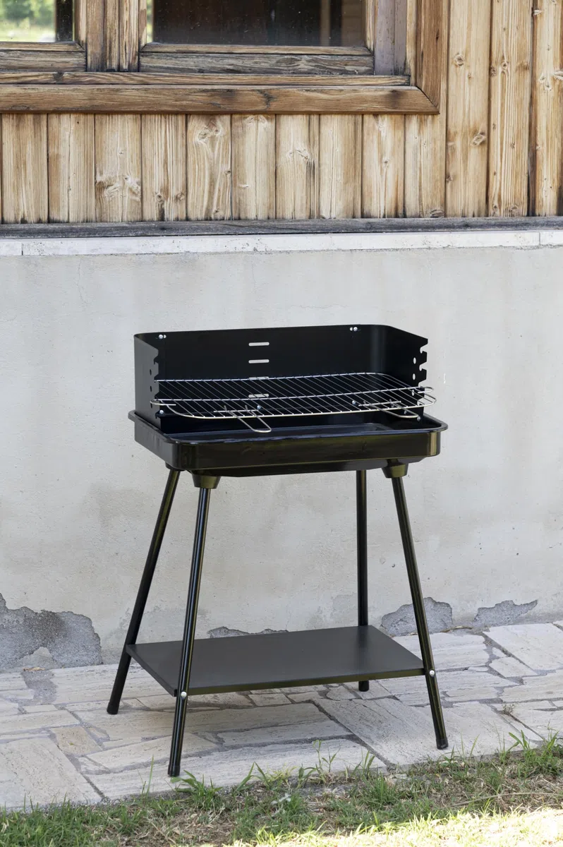 soriani Sun-Day - Barbacoa de carbón vegetal rectangular, 58 x 38 cm, color negro