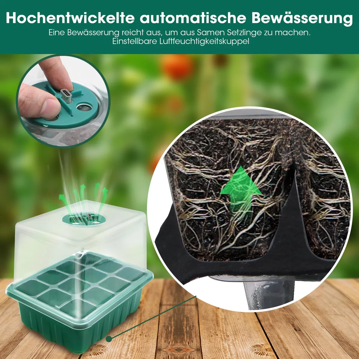 MYMULIKE Bandejas de Germinación con Luz de Crecimiento, Germinador de Semillas 6 Piezas 72 Células, Mini Invernadero Reutilizables para el Inicio del Cultivo de Semillas en Interiores