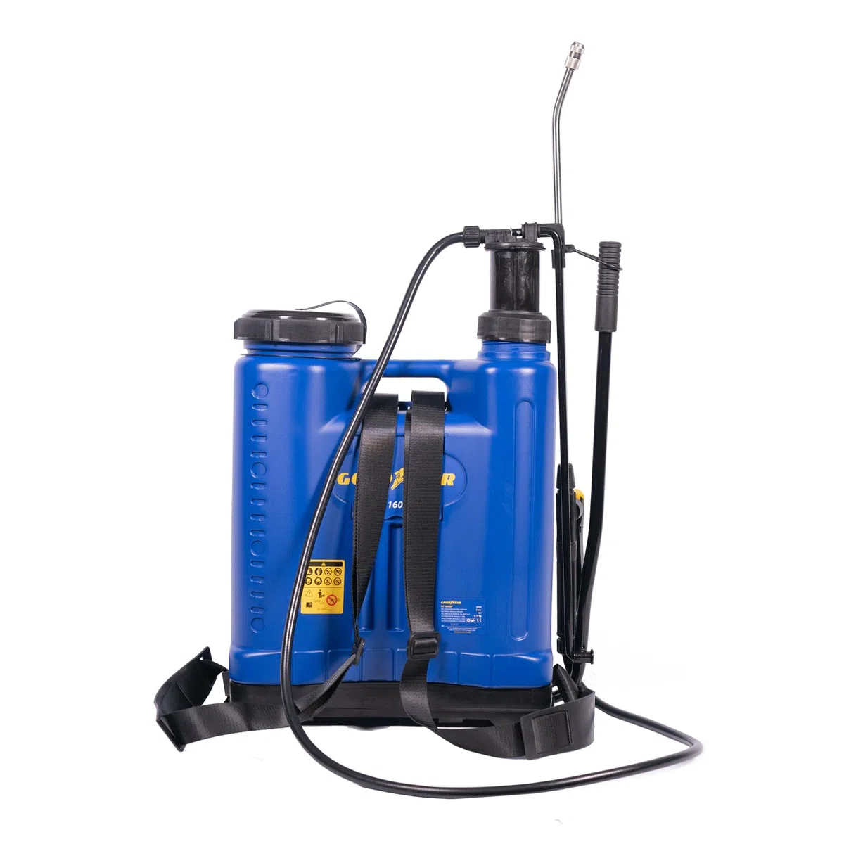 Goodyear - Mochila Pulverizadora Manual 16 litros. Pulverizador Presión Retenida 1,4 Bar Presión Abierta 2 Bar Presión Cerrada. Lanza Acero Inoxidable. Boquillas Cono Doble Cono Abanico 4 Agujeros