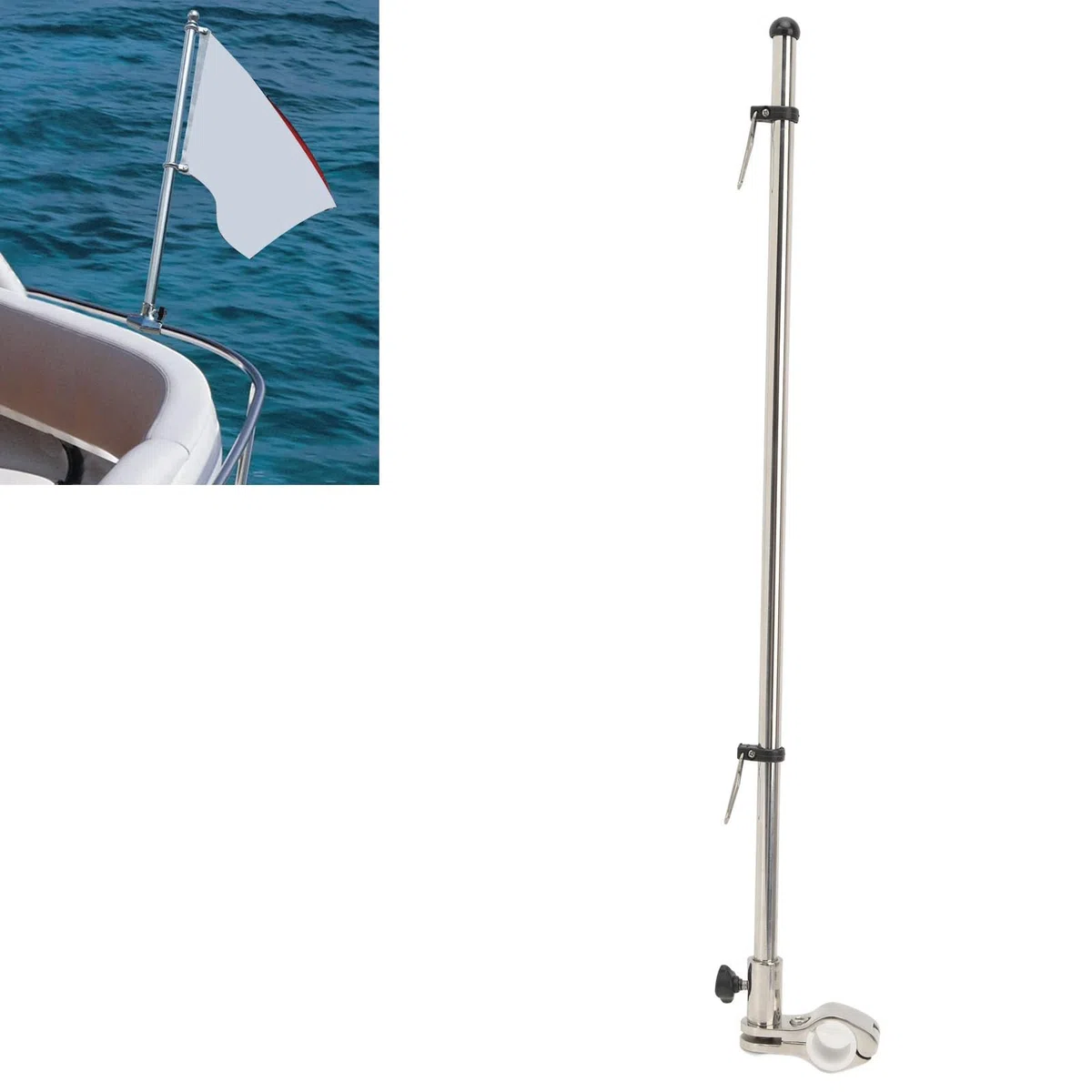 Mástil para banderas de barco, mástil marino con base, mástiles telescópicos de acero inoxidable, kit de mástil para banderas de barco, soporte para banderas, soporte para mástil para el hogar, yates