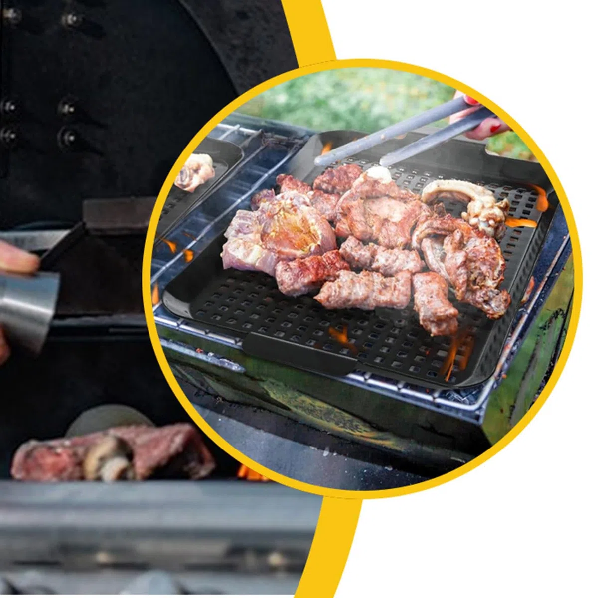 Sartén para cocinar en interiores, 2 sartenes antiadherentes con asas, utensilios de cocina para camping, uso interior y exterior para barbacoas de carbón vegetal, barbacoas ahumadas