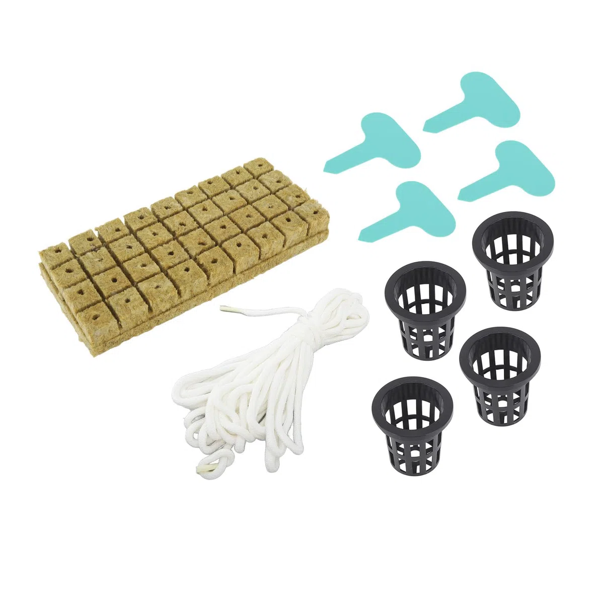 Haofy Juego de 72 Cubos de Lana de Roca de 1 Pulgada con Macetas de Red de 2 Pulgadas para Sistema de Cultivo Hidropónico Buena Absorción de Agua Kit de Taza de Red de Malla