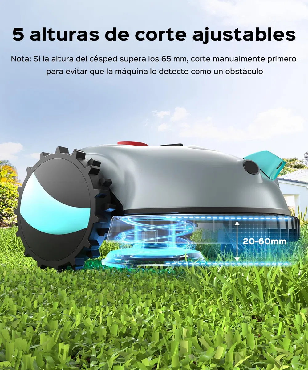 YARDCARE V100 Robot Cortacésped eléctrico con Navegación por Visión, Corte en Espiral, Detección de 150 Obstáculos, Robot Cortacésped Bateria hasta 150m², Robot Cortacesped con Cuchillas de Repuesto