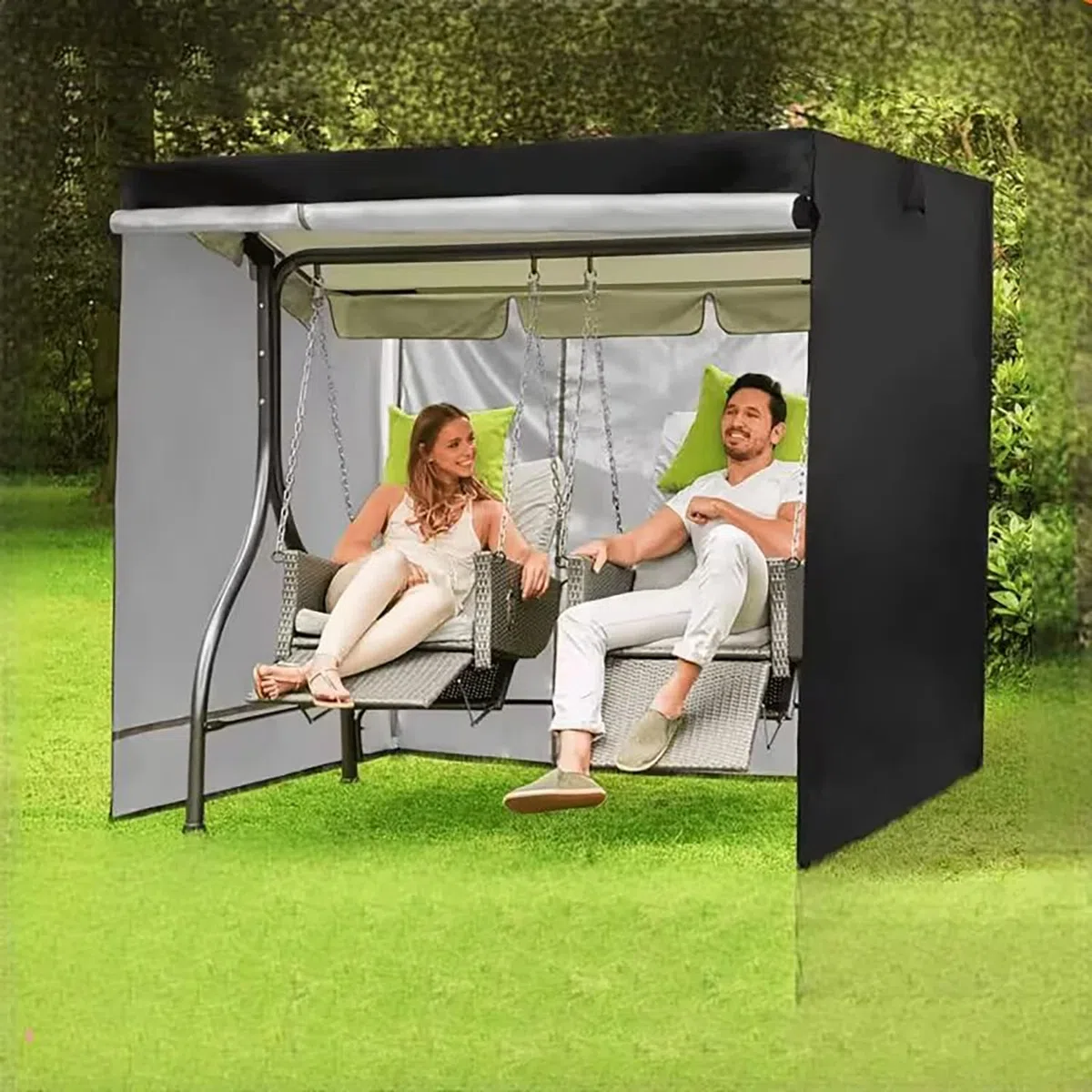 Funda de Columpio de Jardín de 3 Plazas, Cubierta de Columpio, Paño Oxford 600D Anti UV Impermeable Antipolvo, Resistente al Desgarro, 220x135x170cm