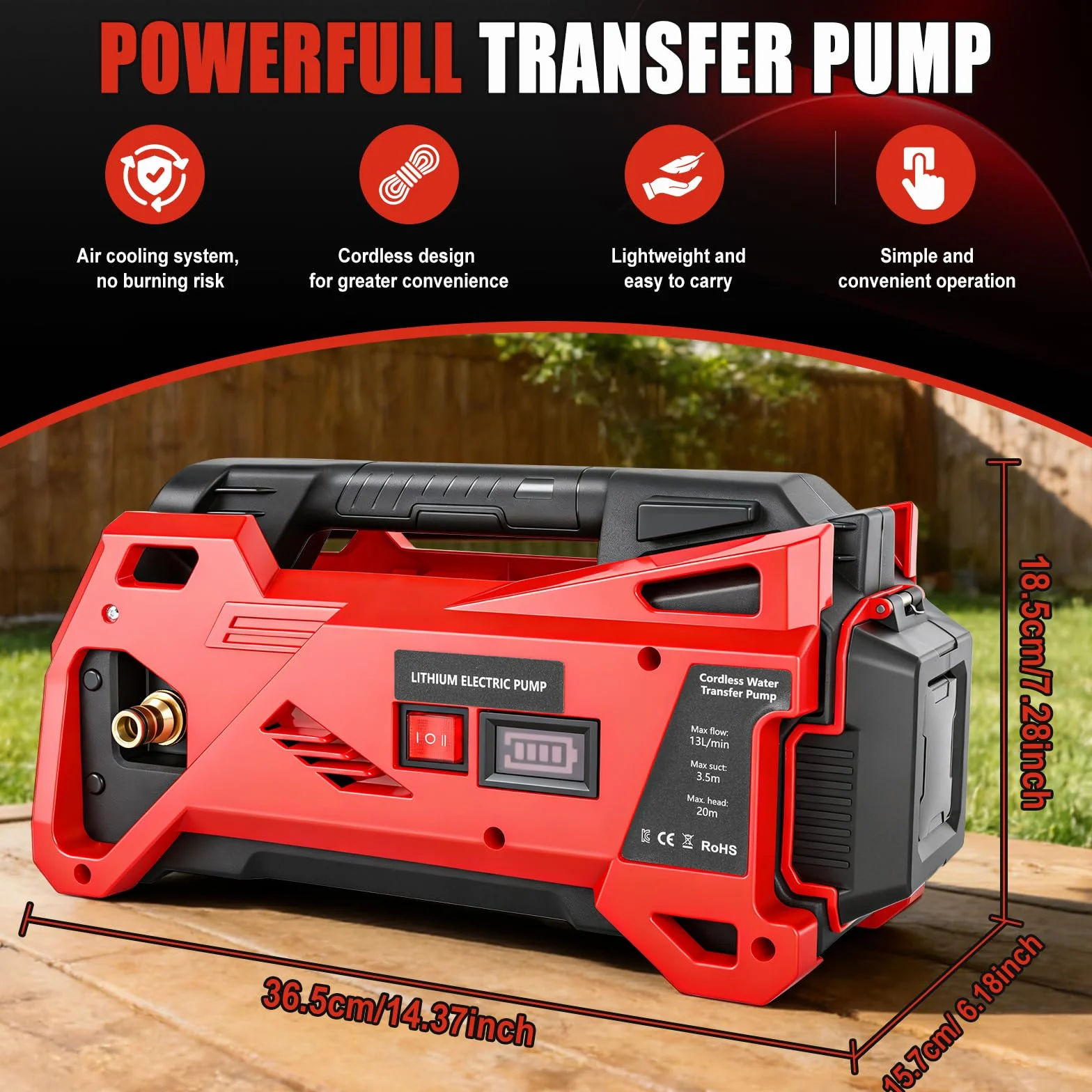 Bomba de agua compatible con batería Milwaukee de 18 V, bomba eléctrica inalámbrica portátil autocebante para casa, piscina, caravana, jardín, jacuzzi, acuario (sin batería)