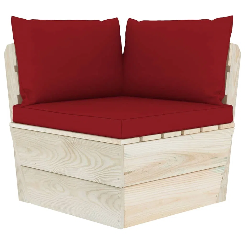 vidaXL Abeto Impregnado Sofá de Esquina de Palets de Jardín Cojines Asiento Silla Sala de Estar Salón Terraza Patio Exterior Estable Balcón Seccional