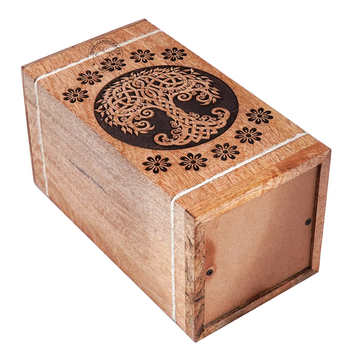 Urnas de madera hechas a mano del árbol de la vida celta para cenizas humanas, grandes, urna de cremación floral para cenizas, urna de entierro para columnario, caja de urna