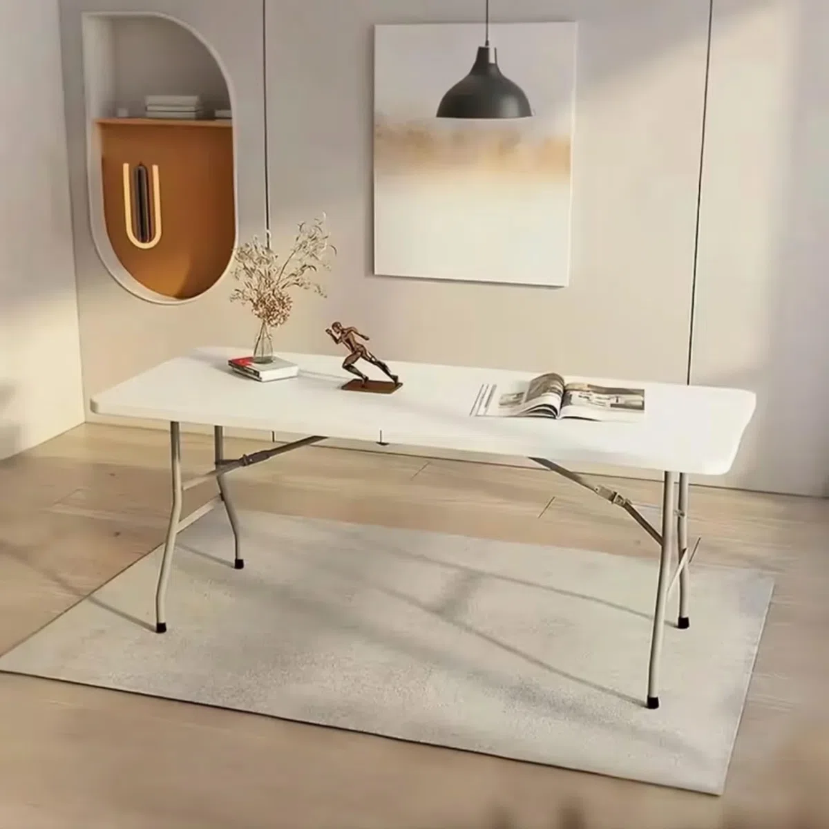 Mi Ko Mi Ka Mesa Plegable Solid 180cm o 122cm, portátil, Normativa Uso público Interior/Exterior (EN 581-1/3) Tablero Resina HDPE 3,5cm, Capacidad 4/6/8 Personas y Carga 150 kg. Multiuso