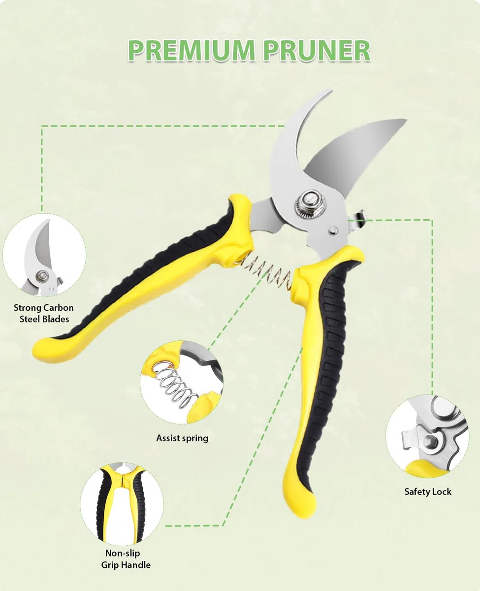 MOSFiATA Kit de Herramientas de Jardinería 12 Piezas, Acero Inoxidable de Uso Pesado con Mango de Madera Antideslizante, Incluye Bolsa Impermeable con Diseño de Girasoles