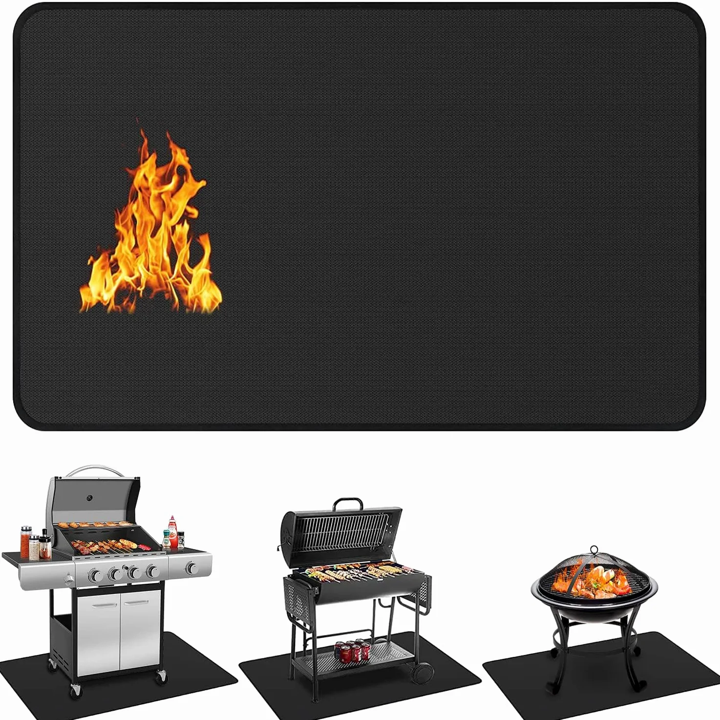 Alfombrilla Grande para Debajo de la Parrilla de 152 x 101 cm para carbón al Aire Libre, Fumadores, Parrillas de Gas, Alfombrillas Protectoras para terraza y Patio, Almohadillas ignífugas