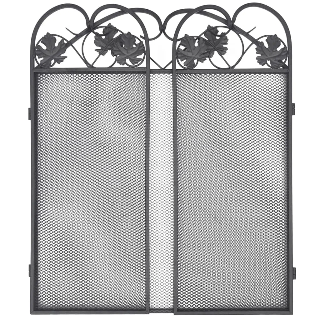 Genérico Pantalla de Chimenea de 3 Paneles Hierro Negro,Casa y jardín,Accesorios para hornos de leña y chimeneas,Pantallas para chimeneas-242005
