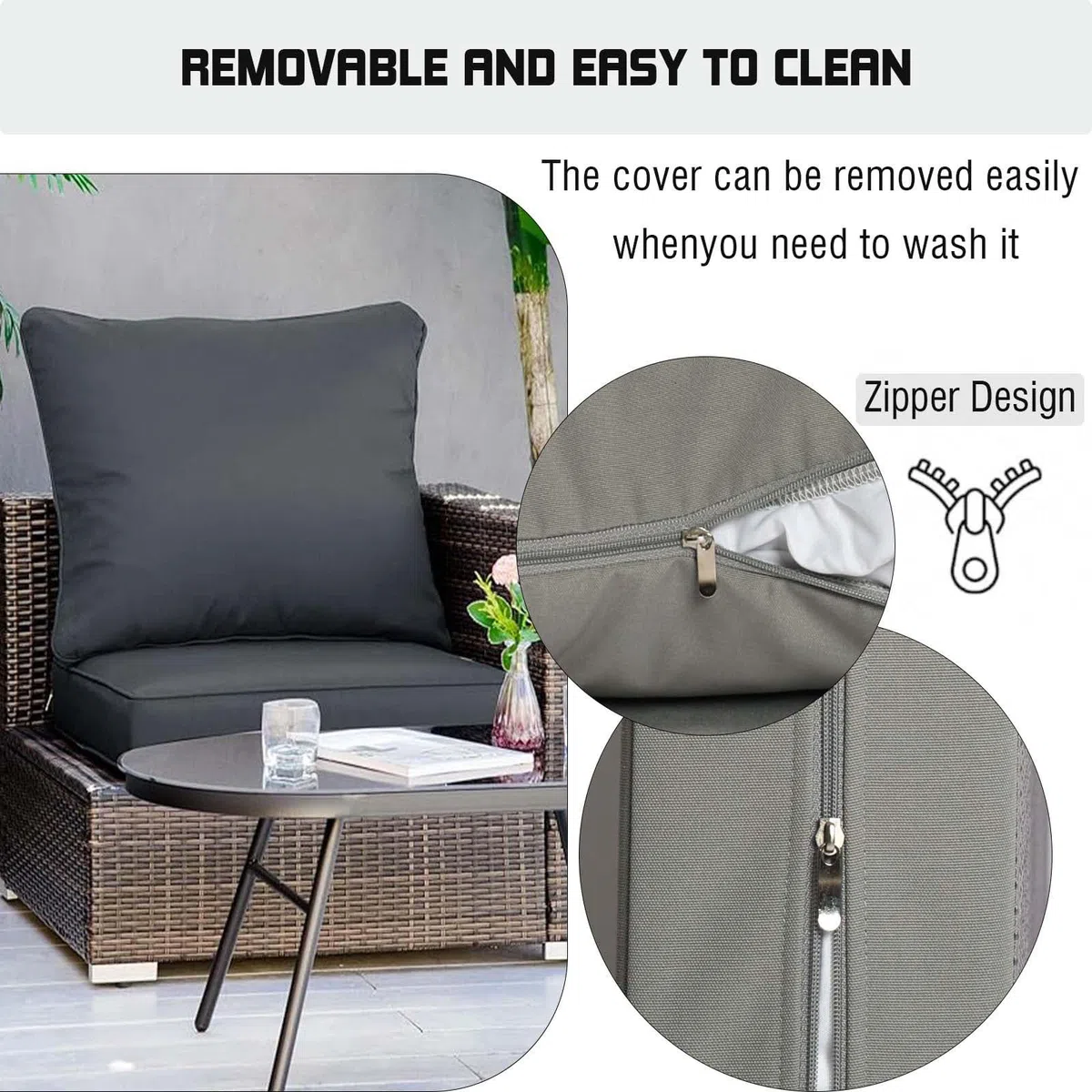 Genérico Cojines para Muebles de Jardín con Juego de Cojines para El Respaldo - Cojines Impermeables para Asientos de Exterior Salón para Hogar Coche Sofá y Sillas,H,pad48*48 * 8CMpillow48*43CM