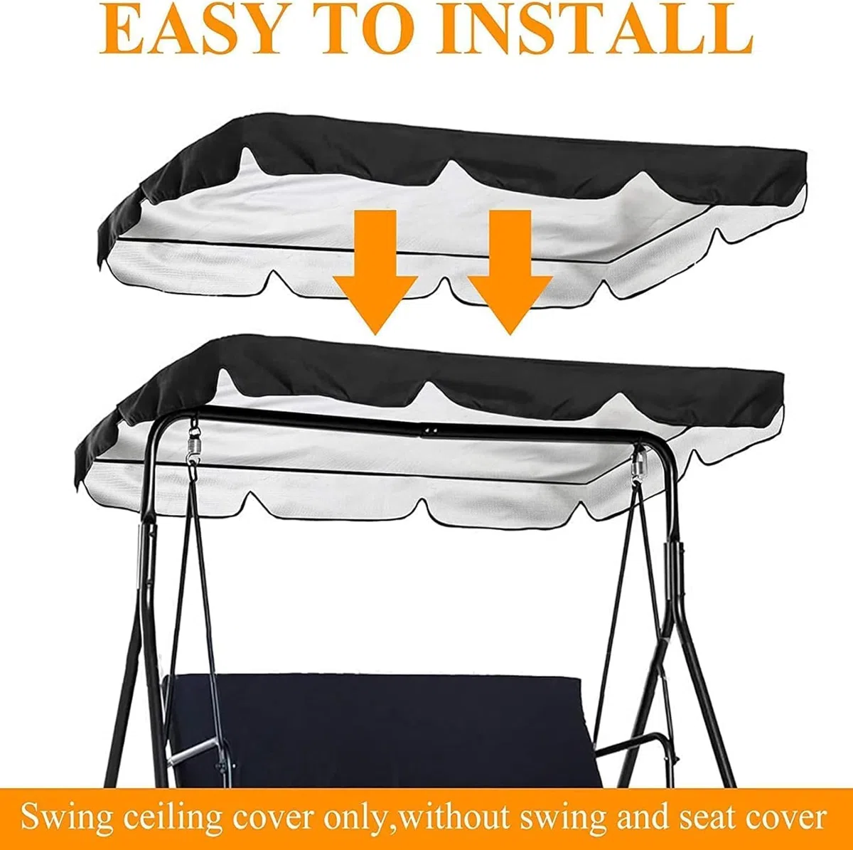 Toldo Universal de Repuesto para Columpio de Patio 3 plazas,Impermeable Techo de Repuesto Balancin Jardin con Tela Oxford Recubierta de Plata 210D (Size:195 * 125 * 15cm,Color:Rojo)