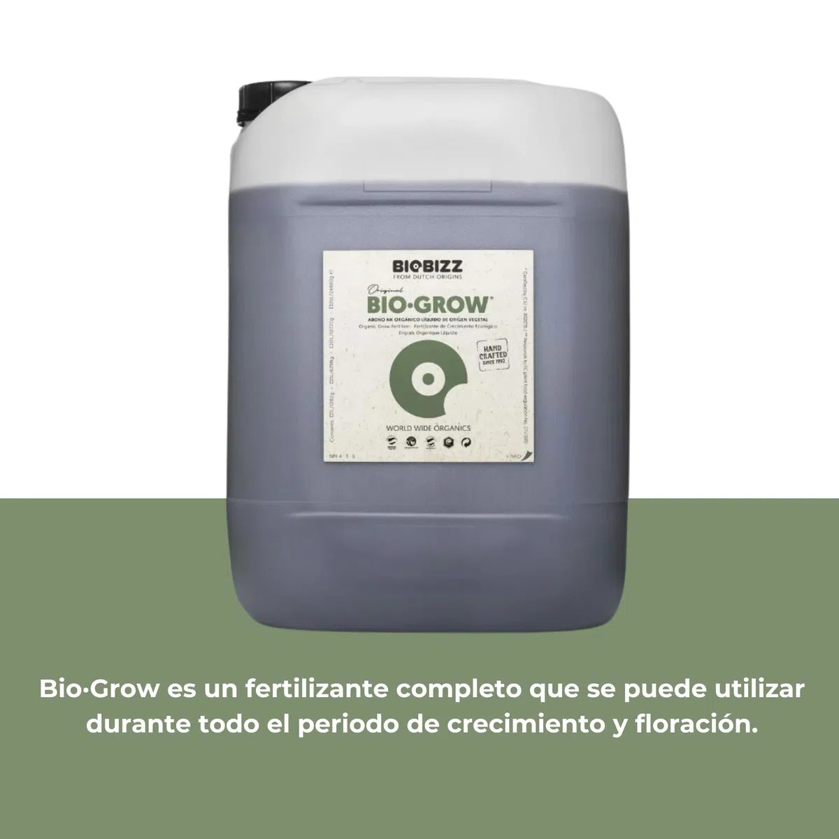 GROWMANIA Bio Grow de BioBizz 5L + Muestra Boost Up + Vaso Medidor | Biogrow Fertilizante Orgánico para Crecimiento Extenso | Ideal para Jardines Grandes y Huertos