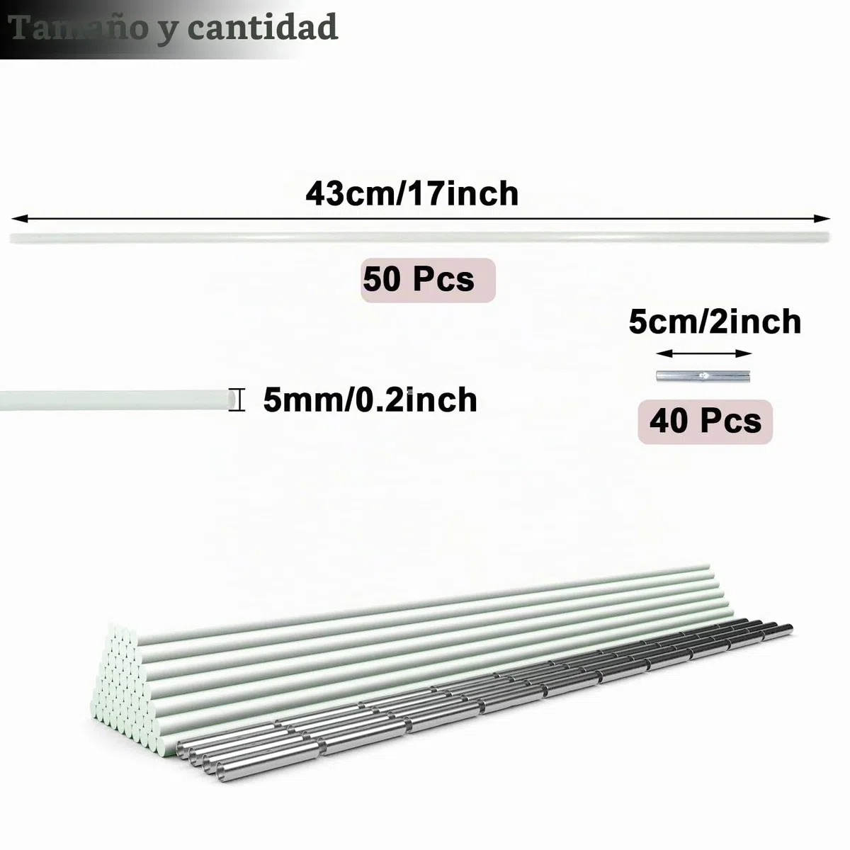 Juego de 50 aros de invernadero extraíbles de 43 cm para cubierta de plantas, politúnel, neumáticos de invernadero, arcos de plástico de fibra de vidrio, túnel de plantas para jardín, tela, estacas de