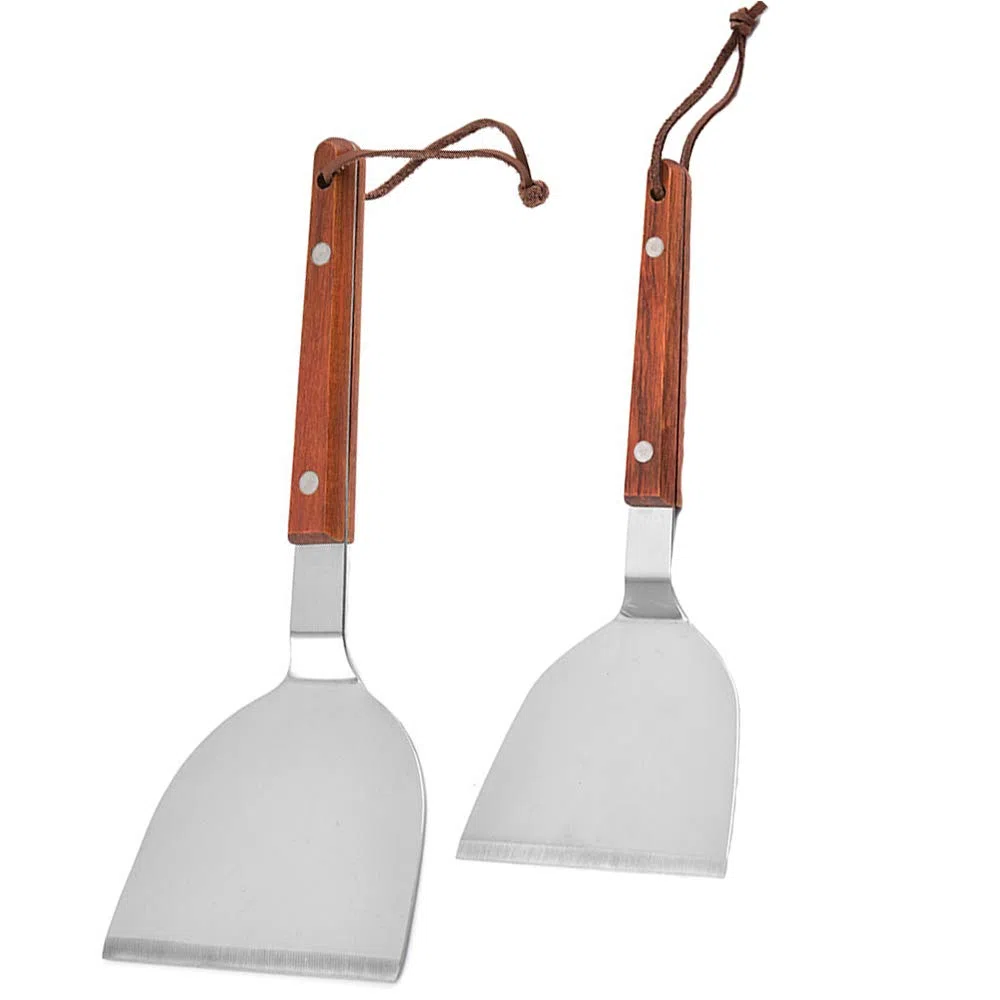 2 Piezas Espátula Parrilla Barbacoa, Utensilios Barbacoa, Accesorios Barbacoa, Kit Barbacoa, Acero Inoxidable Múltiples Fines Espátula Teppanyaki para Parrillas Teppanyaki, Hamburguesas Filetes
