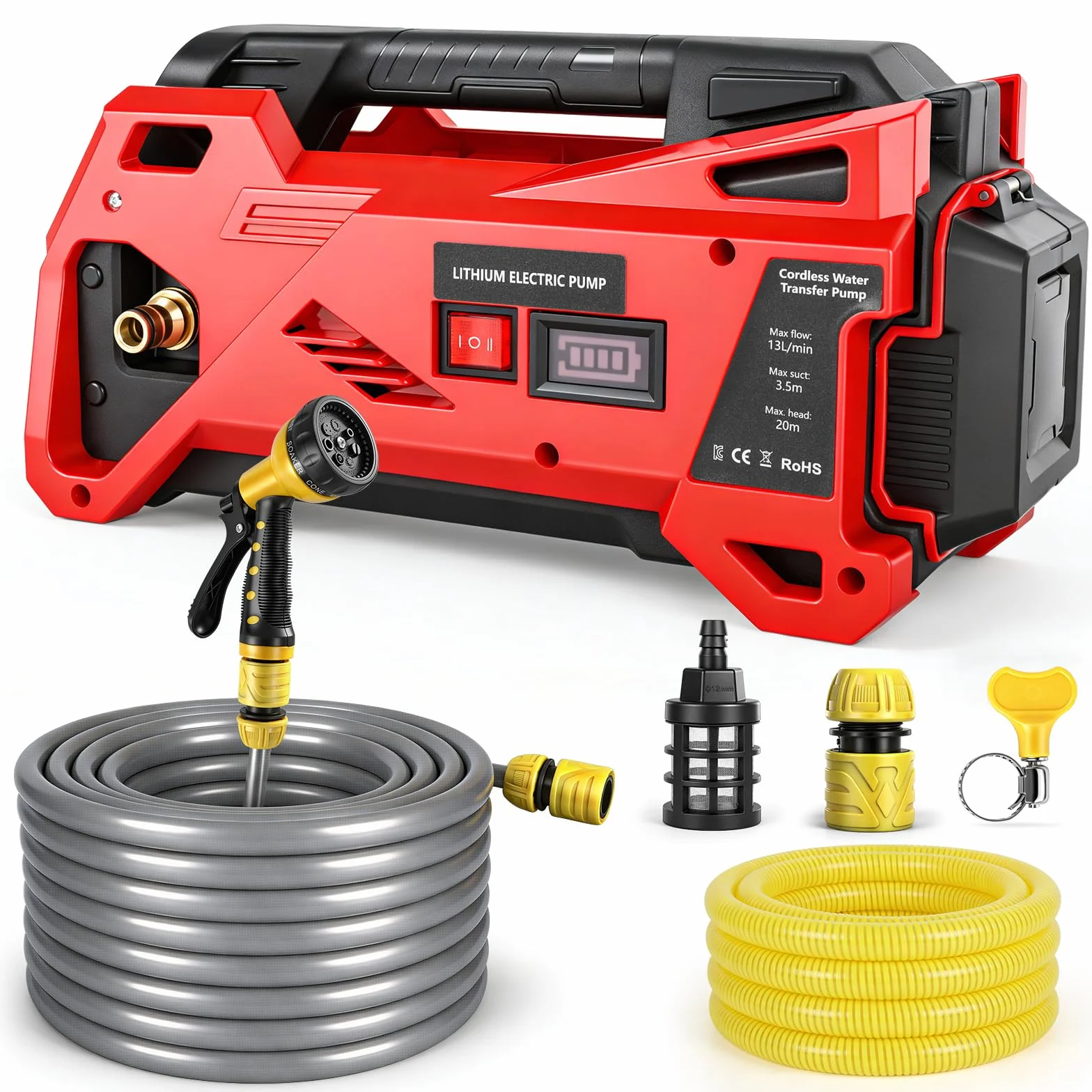 Bomba de agua compatible con batería Milwaukee de 18 V, bomba eléctrica inalámbrica portátil autocebante para casa, piscina, caravana, jardín, jacuzzi, acuario (sin batería)