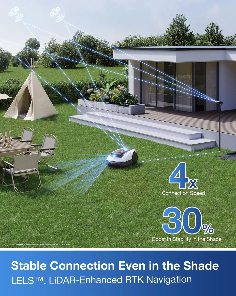 ECOVACS Goat O800 RTK Care Kit, Cortacésped Inalámbrico 800 m², RTK+Visión Lidar, Cartografía Automática, Pasa por Espacios de 0,7 m, Corte Preciso de Bordes, Maneja Pendientes