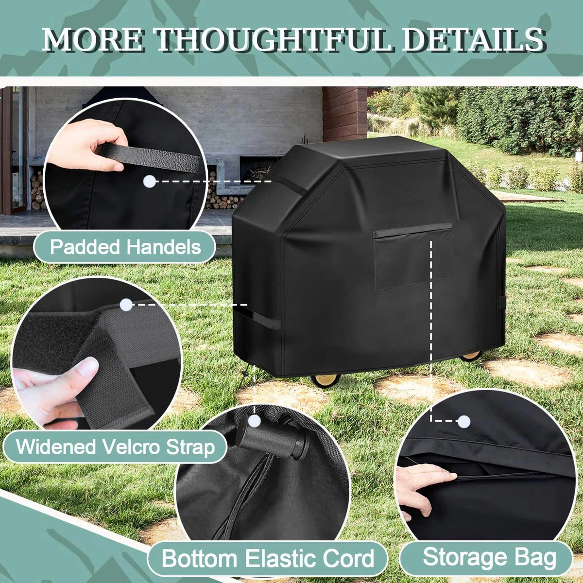 Funda para Barbacoa de 90/120/140/160 cm, Funda Superior para Barbacoa de Gas Weber Genesis Serie 300, Fundas Impermeables para Barbacoas de Exterior 600D para Brinkmann,Plata,122x56x107cm
