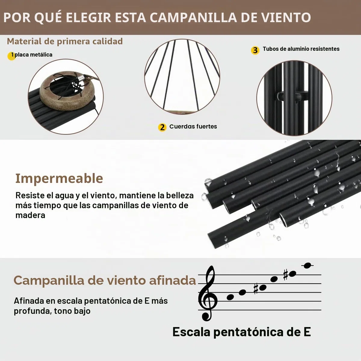 ASTARIN - Campanas de Viento para Exteriores de Tono Profundo, carillón de Viento de 91 cm para Exteriores, conmemorativas para mamá o papá, Totalmente de Metal