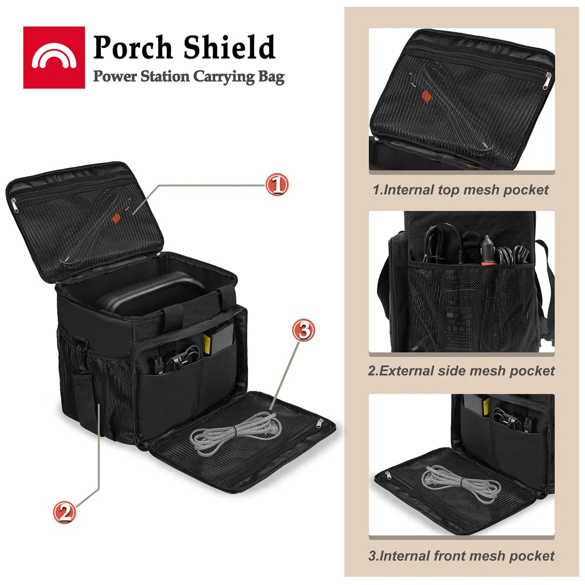 Porch Shield Portable Power Station Carrying Storage Bag for Jackery Solar Generator Explorer 500