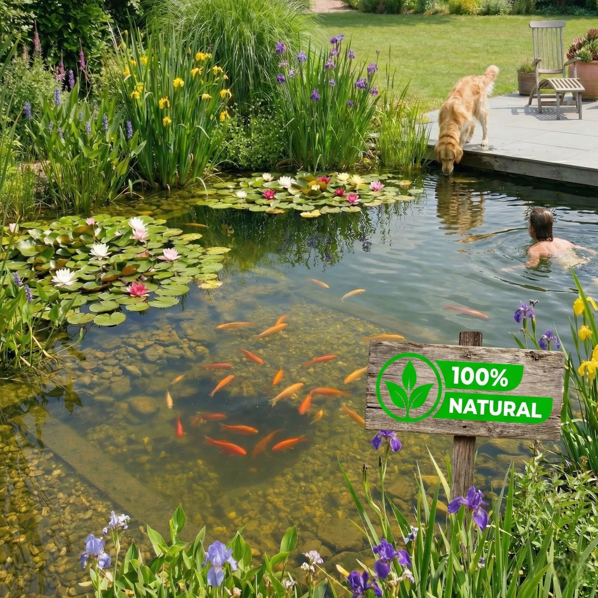 vdvelde․com - Isla Flotante para Estanque 25x25 cm, Anillo de Plantación Kit Completo sin Plantas, con Cesta, Sustrato, Abono y Grava, Accesorios para Nenúfares y Plantas Palustres
