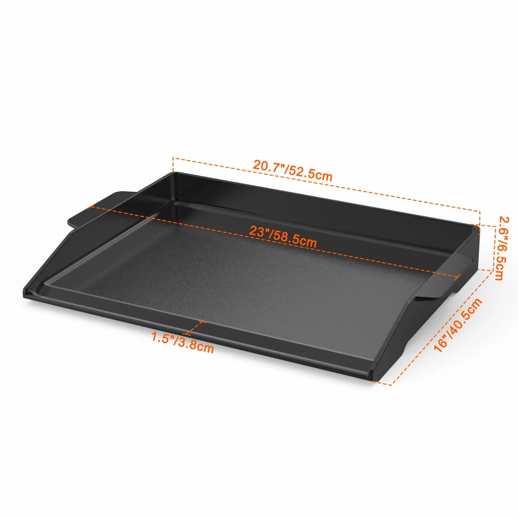 Onlyfire BBQ Griddle Plancha Universal de Hierro Fundido Esmaltado, Placa de parrilla con Paredes Laterales Extra Altas para Parrilla de Gas y Estufa, 52.5 x 40.5 cm