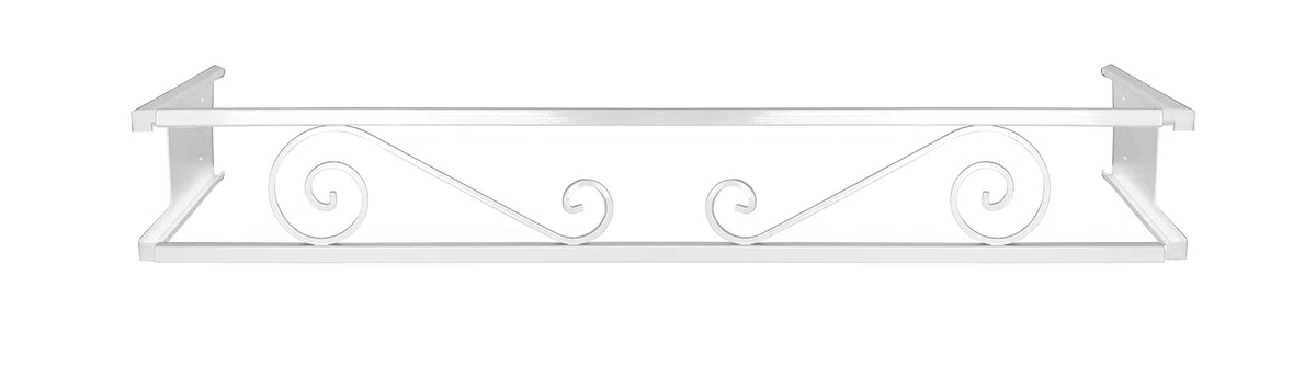 Balconcillo para Macetas, Balconcillo para Plantas, Portamacetas Ventana, Protector de macetas, Modelo Volutas Extensible 140-200 cm, Blanco