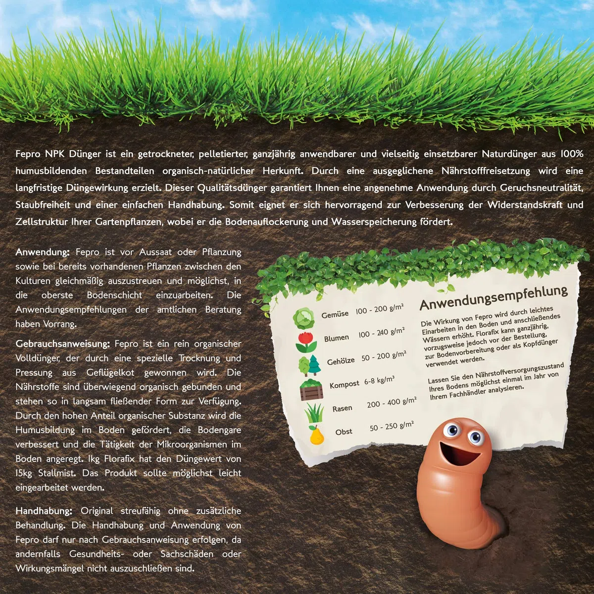 florafix profesional Césped abono Saco de 25 kg, orgánico.