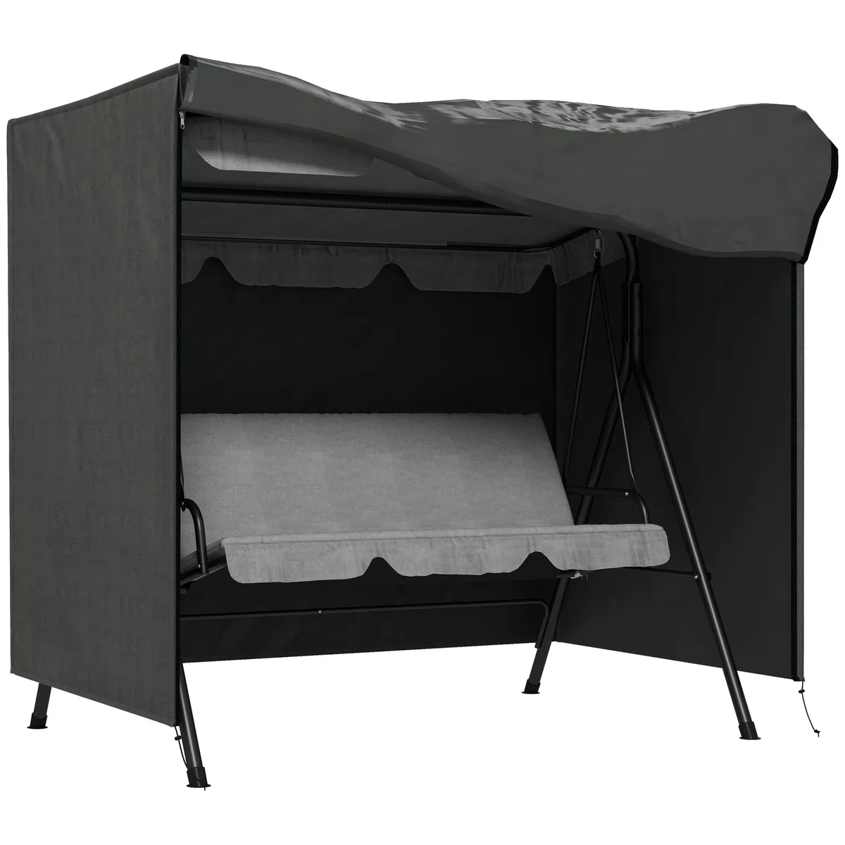 Outsunny Funda Balancín Jardín Funda Columpio Jardín Exterior Cubierta de Columpio de Tela Oxford 600D con 2 Cremalleras Impermeable 177x114x152 cm Gris Oscuro
