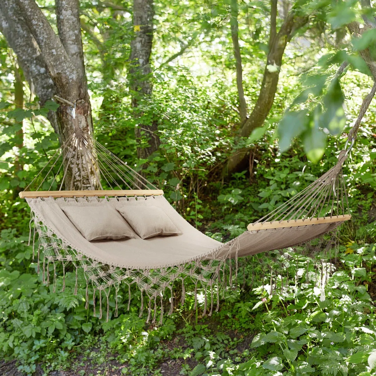 Hamaca - 200x150 cm, hasta 220 kg - Hamaca Boho para Exterior, jardín y balcón