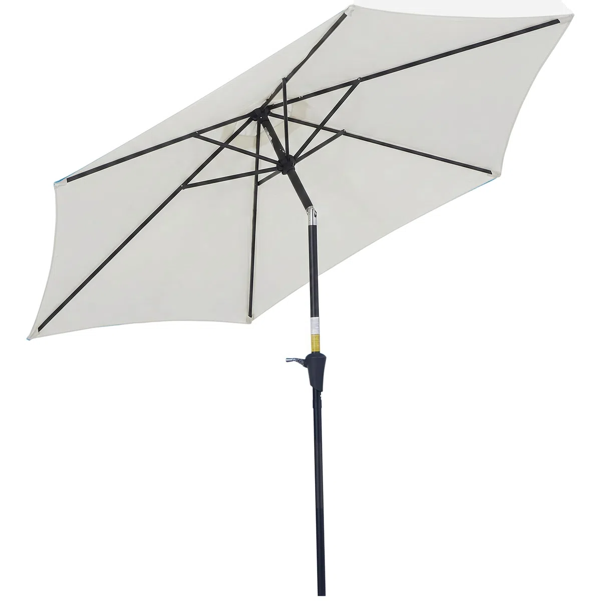 Outsunny Sombrilla de Jardín, Ø260x235 cm, Parasol de Jardín Reclinable con Manivela, Poste Desmontable de Aluminio y 6 Varillas de Metal, para Terraza, Exterior, Balcón, Crema