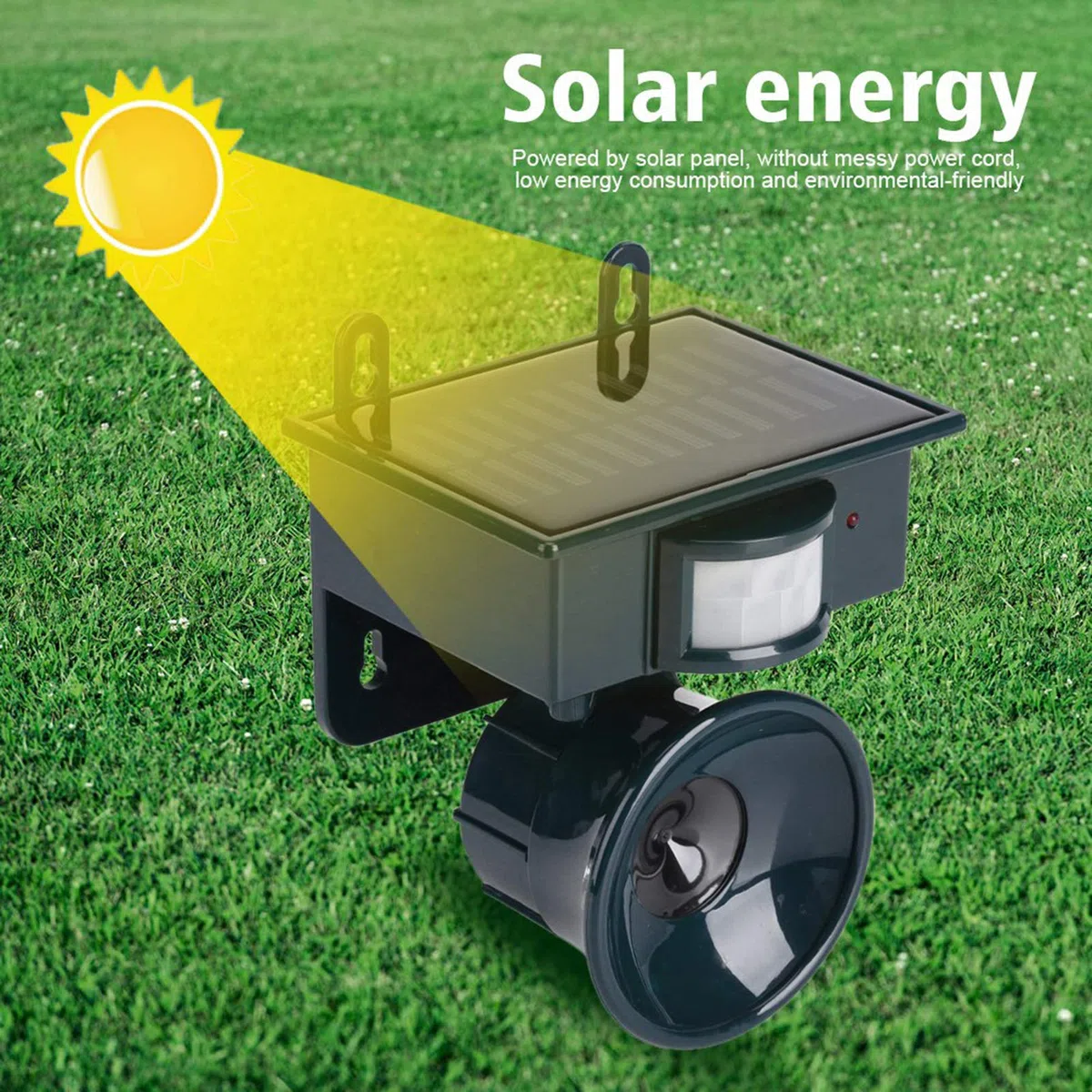 Tonysa Repelente ultrasónico Repelente ultrasónico de pájaros, Sensor de Movimiento PIR con energía Solar Repelente ultrasónico de plagas Bird Dog Cat Mouse Chaser para Exteriores