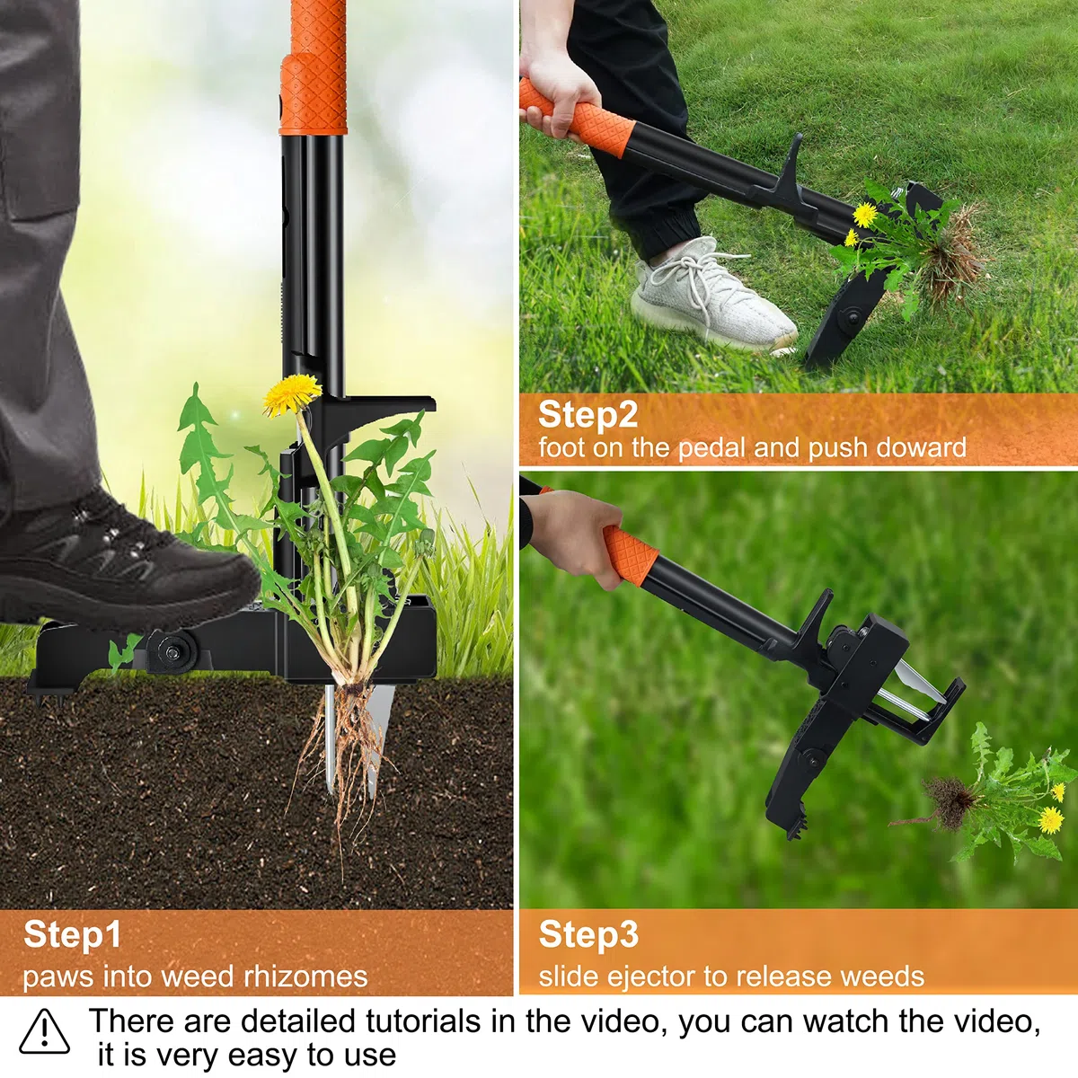 Extractor malas Hierbas - Extractor de Malezas con Bolsa, 102cm Mango Largo de Herramientas-Jardineria, sin Agacharse ni Arrodillarse