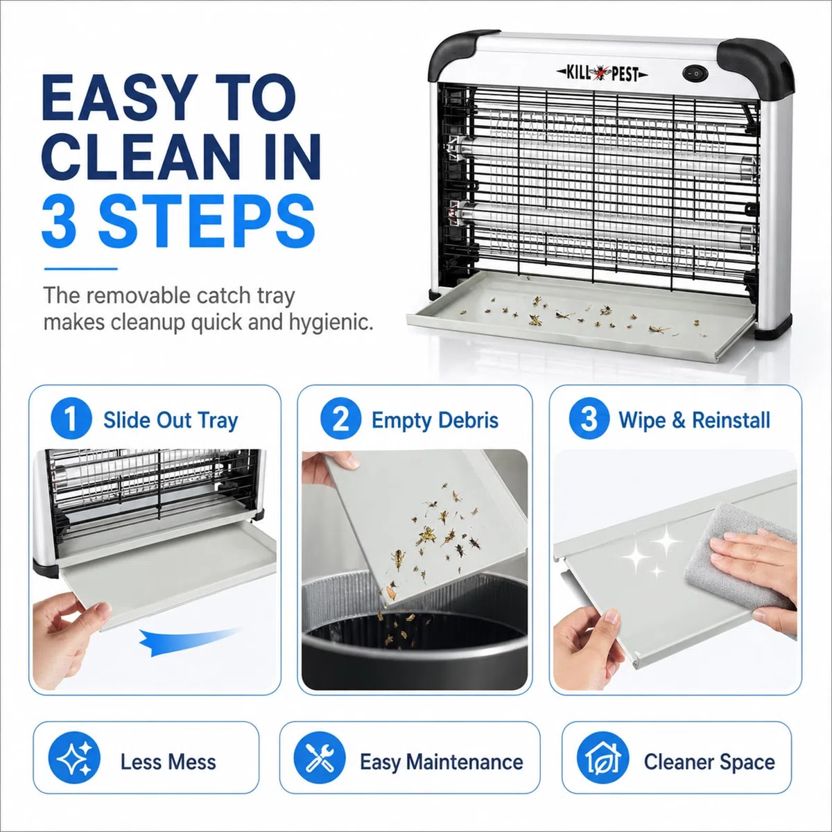Lámpara Antimosquitos Eléctrica 2500V, 20W UV Exterminador de Insectos, Mata Moscas con Bandeja Extraíble, Trampa para Mosquitos para Casa, Cocina, Dormitorio, Salón