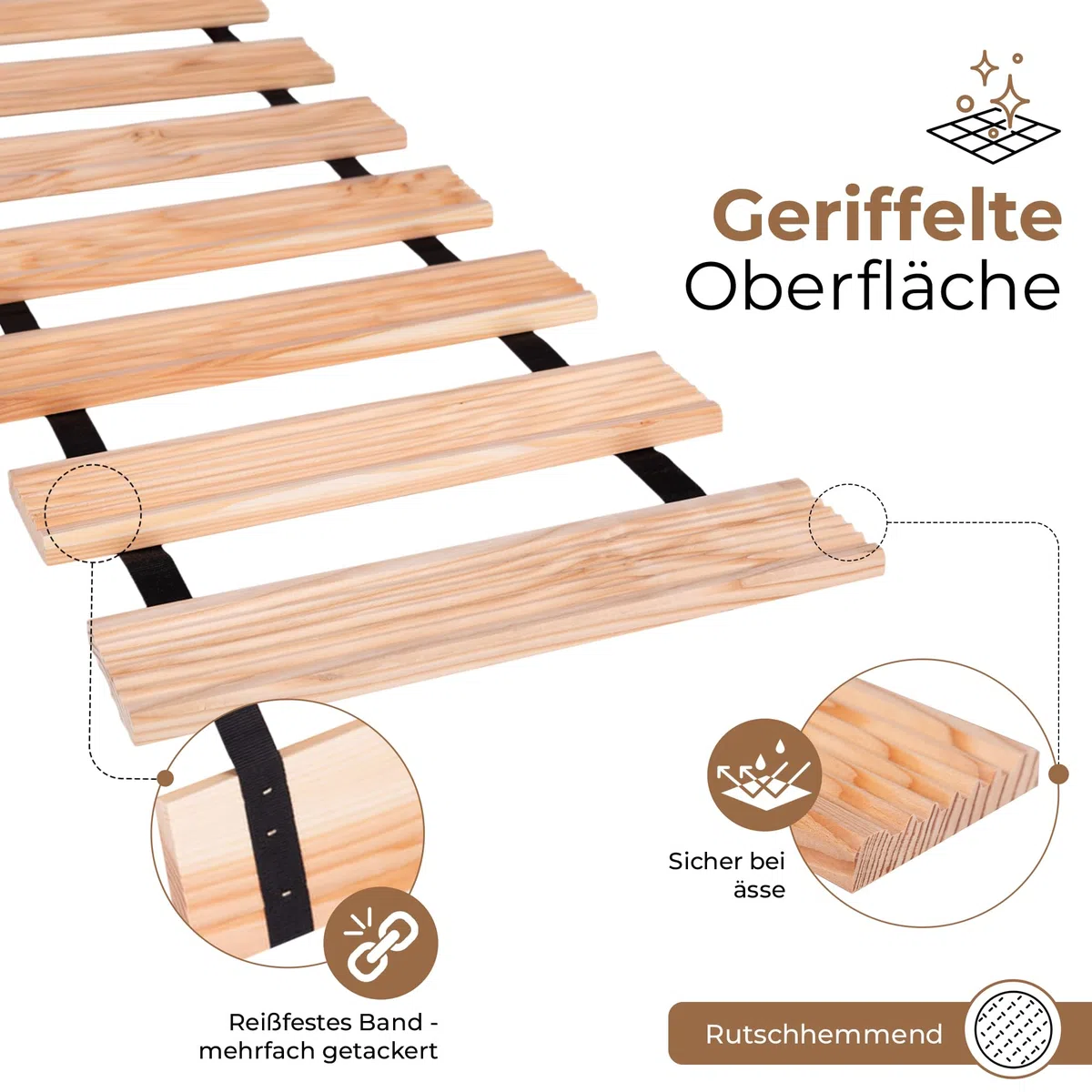 BooGardi Camino de alerce en 6 tamaños 250 cm de largo · 30 cm / 40 cm / 50 cm de ancho · 40 cm distancia entre listones 8 cm · camino de madera para desenrollar · Escalera de madera para jardín