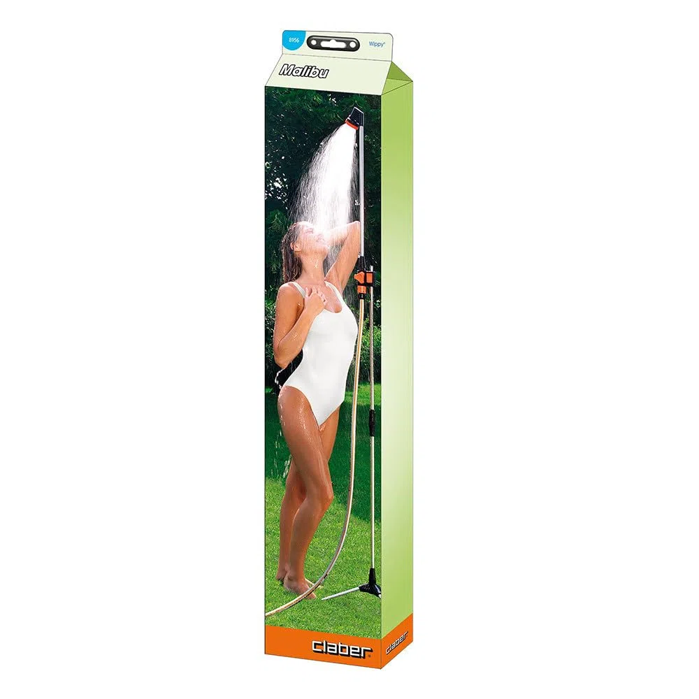 Claber Malibù, Ducha desmontada de Aluminio para jardín, Camping y terraza con trípode