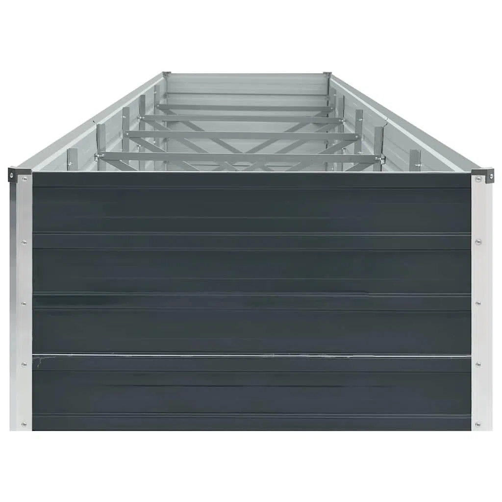 vidaXL Arriate de Jardín Plantas Macetas Mobiliario Muebles Hogar Casa Decoración Exterior Bricolaje Acero Galvanizado Gris 400x80x45 cm